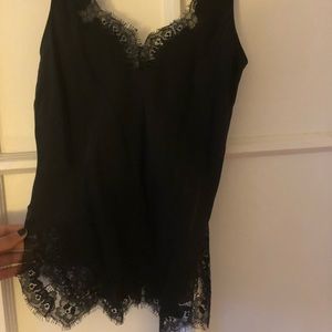 Helmut Lang black silk and lace top